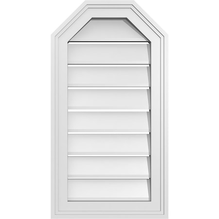 Ekena Millwork Octagonal Top Surface Mount PVC Gable Vent w/ 2"W x 1-1/2"P Brickmould Frame, 14"W x 26"H GVPOT14X2602SF